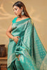 Teal Colour Silk Zari Woven Saree