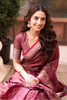 Wine Cotton Silk Floral Resham & Zari Wovern Saree