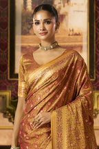 Mustard Silk Minakari Woven Saree