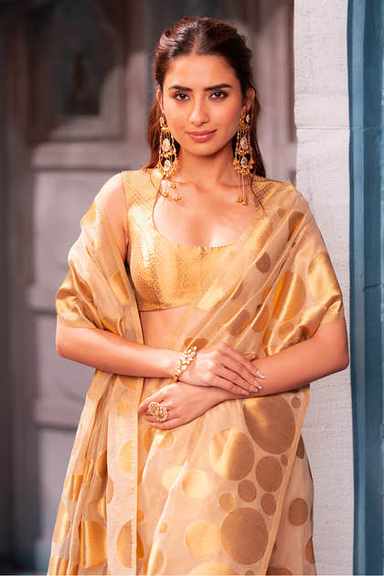 Gold Tissue Zari Woven Saree