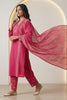 Magenta Pink Cotton Printed Suit