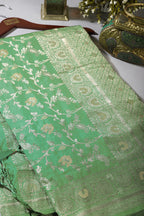 Sea Green Color Zari Woven South Silk Saree