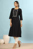 Black Color Cotton Embroidery Kurta