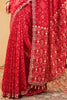 Red Color Ikat Patola Modal Silk Saree with Gota Patti Border