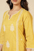 Yellow Cotton Emboridered And Printed Suit Set