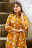 Mustard Floral Vine Printed  Cotton Kurta Set