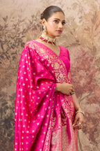 Rani Charmeuse Silk Zari Woven Saree