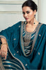 Blue Embroidered & Woven Chanderi Silk Unstitched Suit Fabric