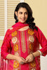 Magenta Pink Printed Embroidered Chanderi Silk Suit Set