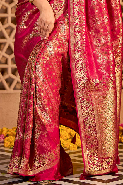 Rani Mulerry Silk Resham And Zari Woven Saree