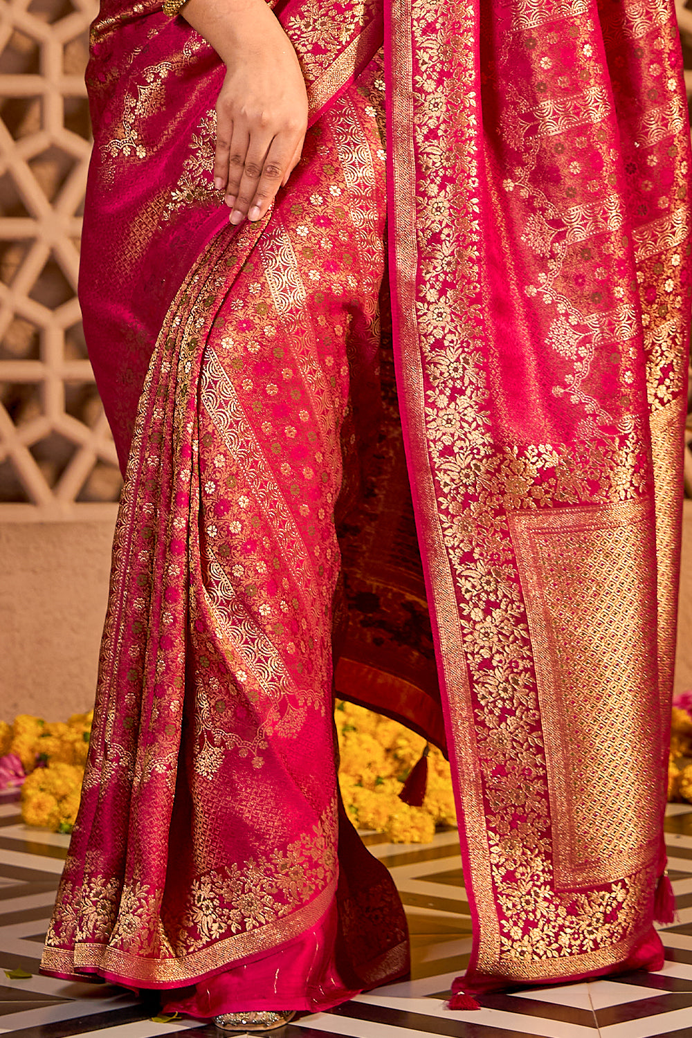Rani Mulerry Silk Resham And Zari Woven Saree