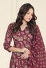 Dark Scarlet Cotton Floral Printed Anarkali Suit Set