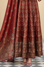 Maroon Silk Printed Anarkali Suit
