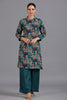 Teal Color Muslin Floral Printed Kurta Set