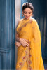 Pale Yellow Pure Georgette Resham, Zari and Sequins Embroidered Saree