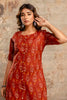 Maroon Cotton Printed Kurta Set