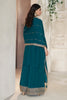 Teal Crepe Silk Zari Embroidered Suit With Embroidered Palazzo