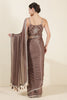 Pastel Brown Color Crepe Silk Sequins &amp; Zari Embroidered Saree with Readymade Blouse