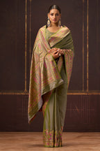 Mehandi Color Soft Silk Kalamkari Woven Saree