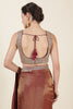 Wine & Golden Mantellic Tissue Embroidered Saree with Readymade Blouse