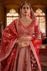 Red luxurious Silk Embroidered Semi-Stitched Bridle Lehenga