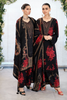 Black Crepe Silk Floral Printed Unstitched Suit Material