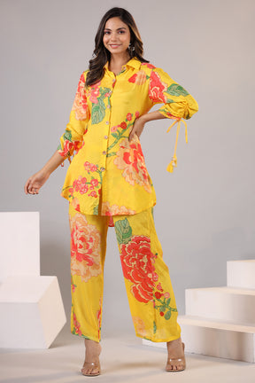 Yellow Color Muslin Printed Co-Ord Set