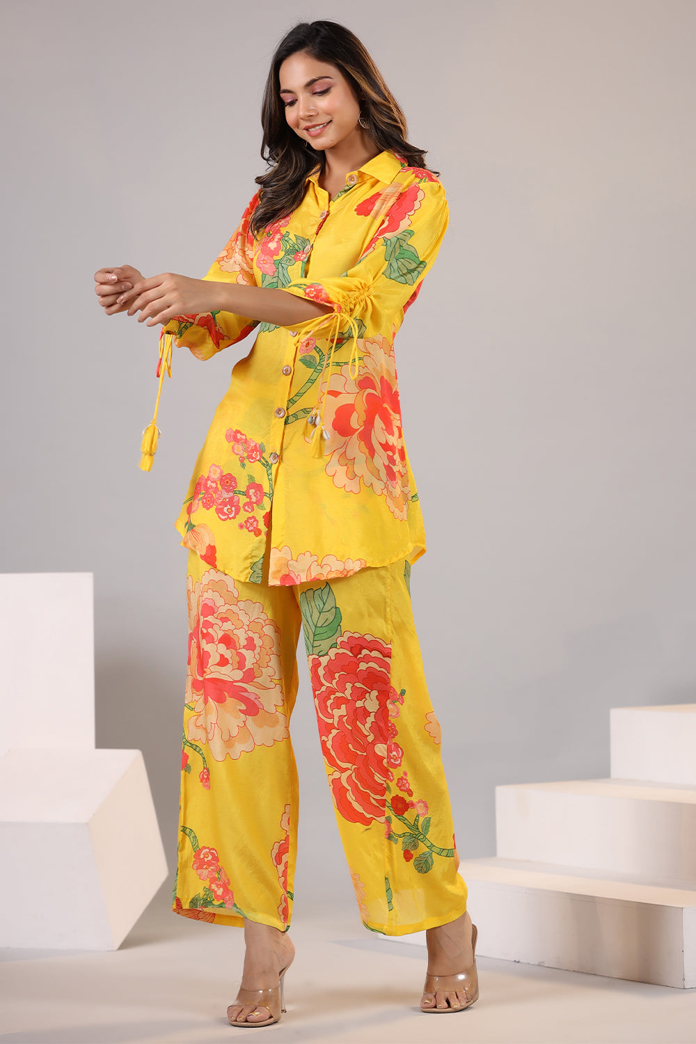 Yellow Color Muslin Printed Co-Ord Set