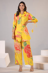 Yellow Color Muslin Printed Co-Ord Set