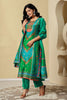 Teal Crepe Silk Printed Suit