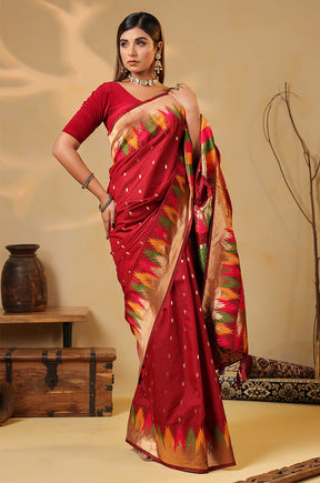 Maroon Cotton Silk Woven Saree