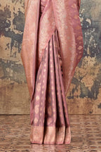 Dusty Pink Woven Silk Banarasi Saree
