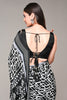 Black & White Color Crepe Printed Saree