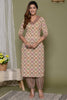 Beige Color Cotton Printed Suit