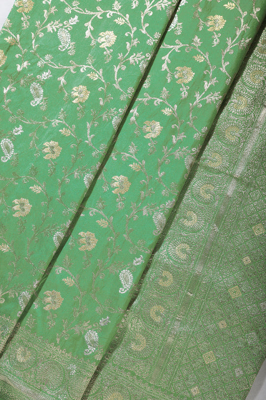 Sea Green Color Zari Woven South Silk Saree