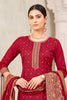 Maroon Pashmina Zari Woven Unstitched Suit Material