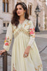 Cream Silk Floral Printed And Zari Embroidered Alia Cut Anarkali Gown