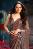 Brown Sequins Embroidered Georgette Saree