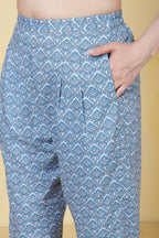 Turquoise Rayon Floral Printed Kurta Set