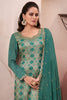 Sea Green Silk Zari Woven And Embroidered Unstitched Suit Material