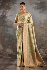 Pista Green Banarasi Katan Silk Woven Saree