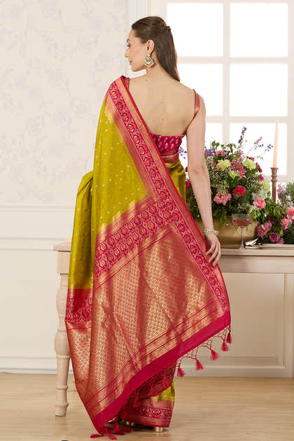 Sage Green Woven Chanderi Silk Saree