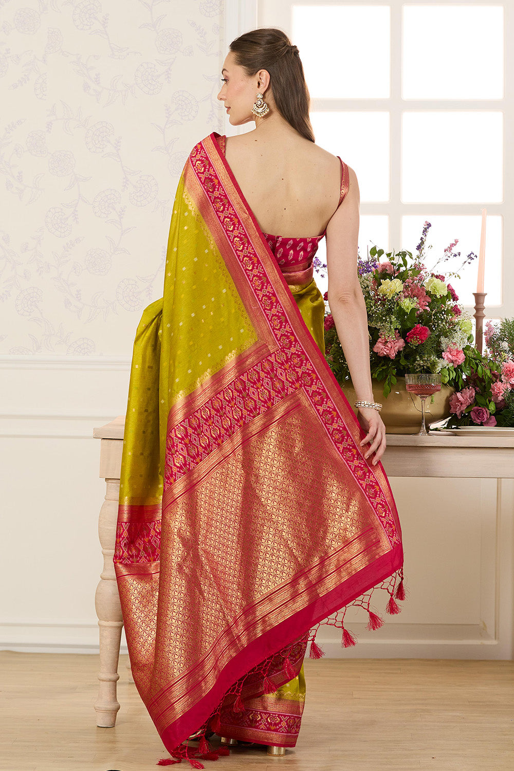 Sage Green Woven Chanderi Silk Saree
