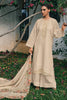 Beige Printed And Embroidered Cotton Unstitched Suit