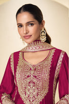 Crepe Silk Zari And Sequins Embroidered Suit Set