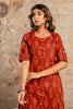 Maroon Cotton Printed Kurta Set