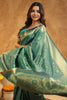 Teal Colour Silk Woven Saree