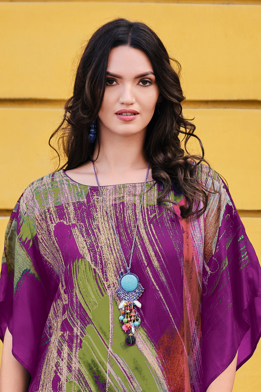 Purple Color Muslin Printed Kaftan With Palazzo