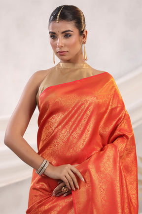 Red Color Silk Zari Woven Saree