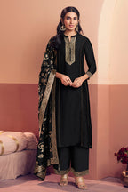 Black Woven Silk Suit